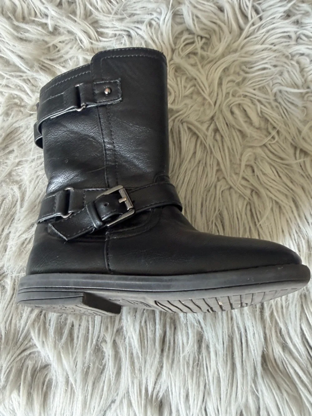 Falls Creek Black Girl Zip Boots with Buckle